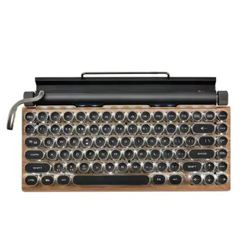 Ретро Клавиатура За Пишеща Машина 83 Клавишите Безжична Bluetooth Rgb Цветни Светлини Механична Клавиатура За Таблет, Мобилен Q2t5 Изображение 2