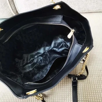 2022 Дамска чанта-тоут с веригата, благородна класическа кожена чанта на рамото, Модни однотонная чанта с голям капацитет за пазаруване Изображение 2