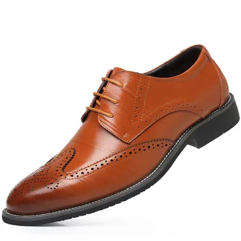 Модни кафяви/черни/кафяви модела обувки, Мъжки Бизнес обувки, Oxfords От естествена кожа, Социална обувки За мъже, Обувки За Бала sdc3 Изображение 2
