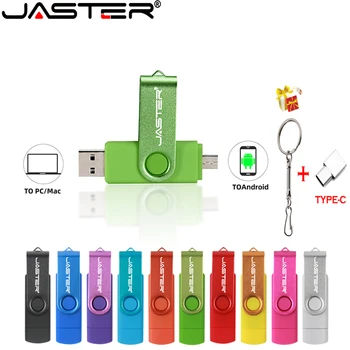 JASTER 3 в 1 USB флаш памет OTG Високоскоростна флаш-памет 64 GB 32 Г TYPE-C Адаптер Подарък карта памет Музикален Диск U Мини Кола USB на едро