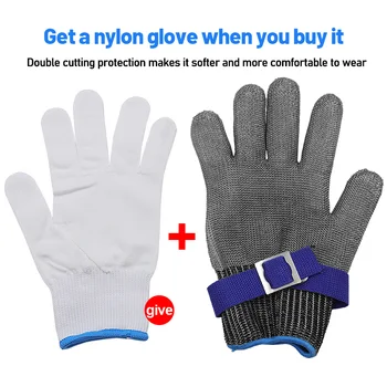 1 чифт телени ръкавици от неръждаема стомана, клас 5, защитени от съкращения, кухненски тела, защитени от съкращения, които са устойчиви на гумата на удари и Изображение 2