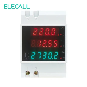 ELECALL D52-2047 DIN-рейк Цифров Многофункционален електромера AC80-300V Волтметър ac 0-100A Амперметър Брояч на Енергия