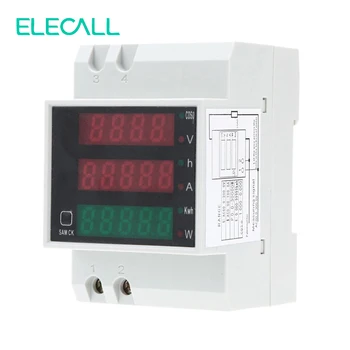 ELECALL D52-2047 DIN-рейк Цифров Многофункционален електромера AC80-300V Волтметър ac 0-100A Амперметър Брояч на Енергия Изображение 2