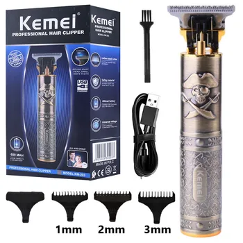 Kemei T9 Професионален Тример За Коса 0 mm Електрическа Безжична Машина За Подстригване на Коса Hairstar KM-203 Метална Pirate Машина За Рязане на окосмяването по Тялото, Брада