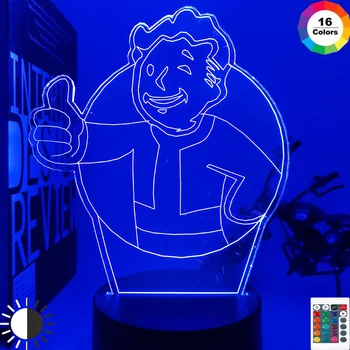 Играта Fallout Shelter Лого Led лека нощ за Деца Украса на Детски Спални Готино Събитие Награда лека нощ Цветна Usb Настолна Лампа