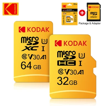 Оригиналната карта на KODAK Micro-SD 256 GB 128 GB 64 GB 32 GB Карта памет TF Карта V30 U3 100 MB/s. cartao de memoria Безплатен SD Адаптер