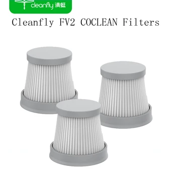 3 Бр. Cleanfly FV2 COCLEAN Автомобилни Ръчни Вакуум Филтри, Резервни Части, Комплекти HEPA Филтър Четка За Почистване на Дома Пол