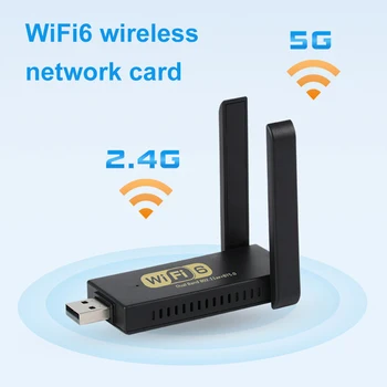 WiFi6 USB WiFi Адаптер за Преносими Мрежова Карта Приемник Външна Антена Bluetooth-съвместими за Настолни КОМПЮТРИ Лаптоп Изображение 2