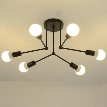 Лампа полилеи ютия тела монтаж на таван осветление 6 светлина за хранене Спални Изображение 2