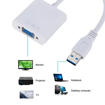1080P от USB КЪМ VGA Адаптер USB 2,0/3,0 към VGA Външна Видео карта Мультидисплейный Конвертор за Десктоп, Лаптоп, PC, Монитор, Проектор Изображение 2