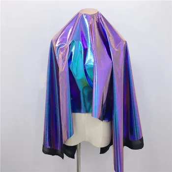 Модни Лъскава Лилаво Плат от Изкуствена Кожа Огледало на цвят с променящ се цвят, Материал за Шиене от Изкуствена Кожа PU, за Облекло DIY