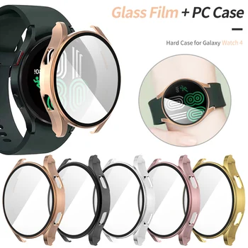 Лек Твърд Калъф за Samsung Galaxy Watch 4 Капак 40 мм 44 мм Активен 2 Лъскаво PC Броня + Стъклена Филм Защитната Обвивка на Екрана