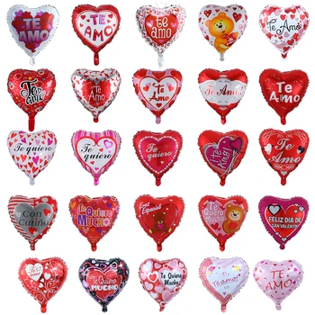 10шт 18 инча Сърцето Испански Te Amo/TE QUIERO MUCHO Балон от алуминиево фолио Романтична Сватба на Деня на Свети Валентин Вечерта Украса