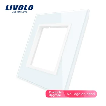 Livolo Луксозно бяло перлена кристалното стъкло, 80 mm * 80 mm, стандартът на ЕС, Единична стъклен панел за контакт стенен прекъсвач, VL-C7-SR-11