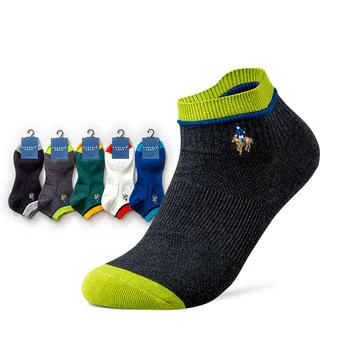 5 Чифта Памучни Мъжки Чорапи От Фина Плетиво На Окото, Летни Дишащи Къси Чорапи За Фитнес