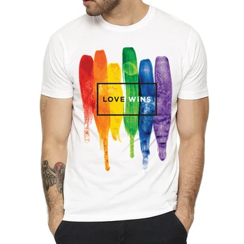 Гордостта на ЛГБТ Гей Любов Лесбийки Дъгата Дизайн на Тениски с Принтом за Мъже и Жени Годишна Ежедневна Тениска Love is Love Унисекс Облекло