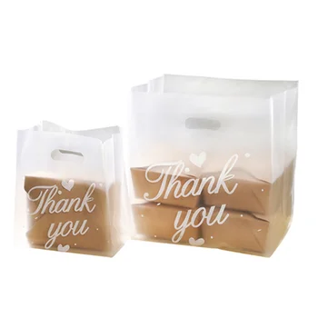 50шт Благодаря Пластмасови Пазарски Чанти, Подаръчни Пакети С Дръжка Коледна Сватба Парти Чанта Бонбон Торта Опаковъчни Торбички за Опаковка чанта