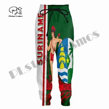 PLstar Cosmos 3Dprinted Флаг на Страната Суринам Ежедневните Уникални Смешни Панталони Градинска Унисекс Мъжки/Дамски Панталони За Джогинг на Едро Изображение 2