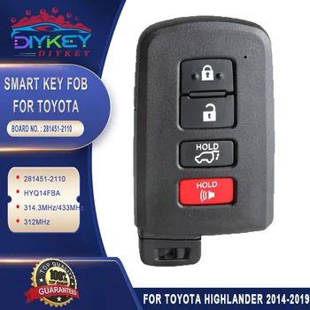 DIYKEY 281451-2110 AG за Toyota Highlander 2014 2015 2016 2017 2018 2019 Smart Key Бесключевой Дистанционно Ключодържател HYQ14FBA
