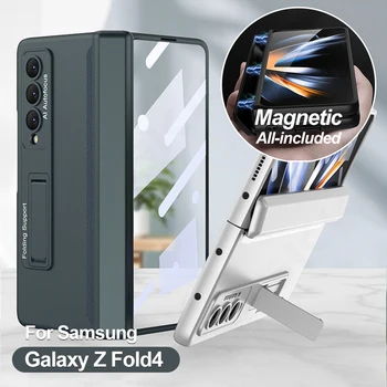 GKK Оригиналната Магнитна Шарнирный Калъф За Samsung Galaxy Z Fold 4 Калъф Външна Рамка От Закалено Стъкло Поставка Твърд Калъф За Galaxy Z Fold4