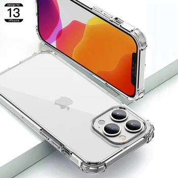 SGO Квадратен Прозрачен Защитен Калъф с предпазна Възглавница от TPU за iPhone 13 12 11 Pro Max Mini XS XR X 8 7 Plus Прозрачен Мек Тънък Калъф