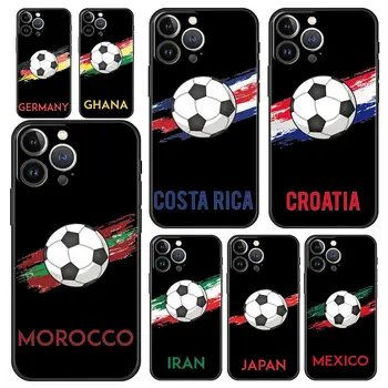 Кънтри Футбол на Мароко Футболен Калъф За Телефон iPhone 13 14 12 11 Pro MAX Mini XR X SE XS 7 8 Plus Силиконов Черен Пълен Калъф