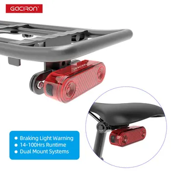 GACIRON Велосипедна Товари-Часова Лампа Предупреждение За Спиране Задна Светлина Заден Багажник на Седлото Определяне на 60Lm 100Hrs USB Зареждане Отразяваща
