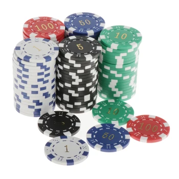 Жетони за игра на покер 100шт, Многоцветен набор от чипове за покер, подходящ за mahjong / покер / забавления на партита