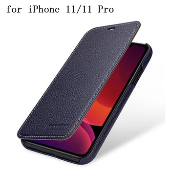 Луксозен Калъф от естествена кожа за iPhone 11 Pro Max, Бизнес Флип-Защитен Калъф за iPhone 11Pro, чанта за iPhone 11 на корпуса