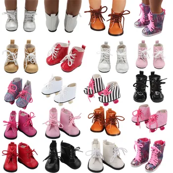 16 Избор на стил, Обувки Ръчна изработка с кожена каишка на дантела с дължина 7 см., За 18-инчовата американската и 43-сантиметровой Има кукли, Обувки и аксесоари