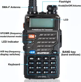 BaoFeng UV-5RE 8 W Двустранно радио, двухдиапазонная преносима радиостанция UHF / VHF Изображение 2