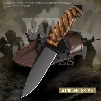Нож с фиксирано острие stone wash A2 нож с дървена дръжка лов къмпинг оцеляване тактически прав нож открит нож EDC инструмент Изображение 2