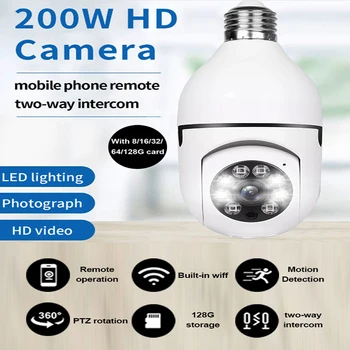 НОВА Крушка E27 Камера 1080P HD Безжична Камера за Сигурност на 2-Лентов Аудио Инфрачервено Нощно Виждане на 360-градусова Панорамна 2,4 Ghz WiFi Монитор