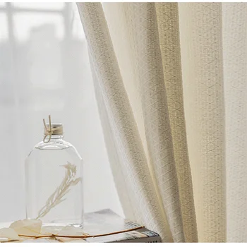 Чешки памук ленена завеса прежди Бежово завеса дневна спалня завеса Юго-Източна Азия ретро татами завеса на поръчка тюл Изображение 2