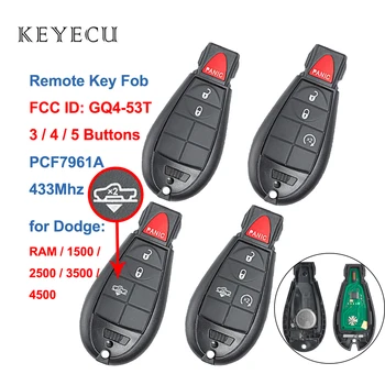 Keyecu GQ4-53T Дистанционно Автомобилен Ключ 3 4 5 Бутона 433 Mhz PCF7961A Чип за Dodge RAM 1500 2500 3500 4500 2013 2014 2015 2016 2017 2018