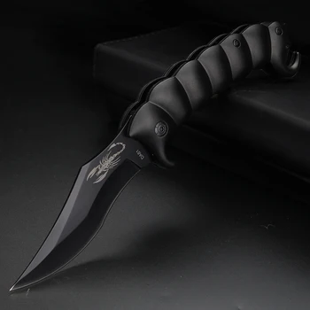 Открит сгъваем нож, черна боя, къмпинг multi energy EDC нож, джобен нож за оцеляване