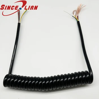разтегателен жично пружинен спирален кабел 5 ядра 0,5 mm2 черно на захранващия кабел може да удължи растяжимый жично пружинен телескопична тел