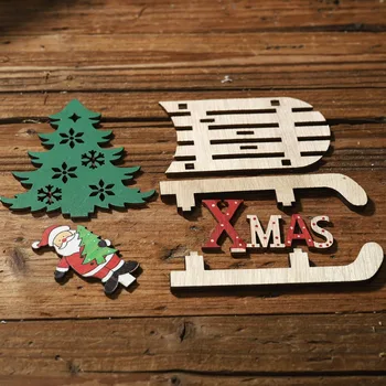 Направи си САМ Настолни Украса на Коледни Дървени Шейни Занаяти Коледна Елха, Снежен човек Закрит Празник, Декорация Детски Партита Подарък