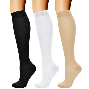 Brothock, 3 чифта Компрессионных Чорапи с отворени пръсти, Дамски Чорапи до коляното, 15-25 мм hg. супена, Медицински, За Джогинг, пешеходен туризъм, Директна Доставка на Едро