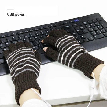Ръкавици С Топъл захранването от USB 5V Зимните Топлинни Уреди За Ръце Миещи Ръкавици С Електрически Отопляеми Черен /Кафяв Изображение 2