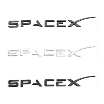 Хромирани Черни Букви на Багажника Емблема на SPACEX Отпред И Отзад ТОбразные Икони за TESLA SPACE X