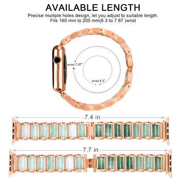 Гривна за Apple Watch Band 6 5 4 3 2 1 Каишка за iWatch 40 44 38 42 мм Луксозен Emerald Метална Регулируема Каишка за Китката Myl-76bd Изображение 2