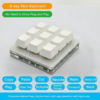 Тип Механична Клавиатура функция на Макро 9 Клавиш За програмиране на Игри Клавиатура USB Мини САМ Настройка