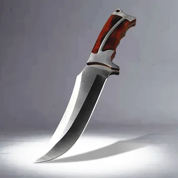 Цветен дървен огледален лампа интегриран сгъсти директен остър нож открит ловен нож тактически прав нож + найлонов ръкав Изображение 2