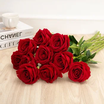 50 см Червена Роза Коприна Изкуствени рози Бели Цветя, Пъпка, Фалшиви Цветя за Дома, подарък за Свети Валентин 