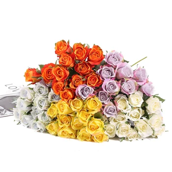 50 см Червена Роза Коприна Изкуствени рози Бели Цветя, Пъпка, Фалшиви Цветя за Дома, подарък за Свети Валентин 