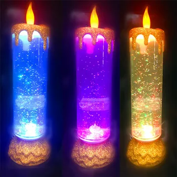 Цветна Творческа Въртящата Свещ ДОВЕДЕ Лампи за Свещи за нощна светлина за Сватбен Коледна Украса Спални Изображение 2