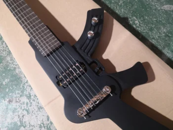 изработена по поръчка 6-струнен китара Gun guitar, нерегулярная метална черна китара, фиксирани звукосниматели bridge H, черен бутон, Изображение 2