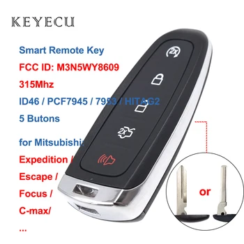 Keyecu 5 Бутона за Дистанционно стартиране на Smart Prox Key 315 Mhz ID46 за Ford Edge Escape Expedition C-max Taurus, M3N5WY8609