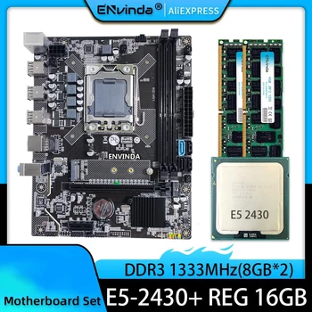 ENVINDA E5-1356 дънна Платка LGA 1356 Комплект с процесор Xeon E5 2430 Процесор, 16 GB или 8 GB * 2 DDR3 ECC REG RAM Памет PC3 Комплект 10600